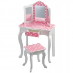 Masuta de toaleta copii cu 3 oglinzi, sertar si scaun Roz-Alb - Vanity Table and Stool  Masuta de toaleta copii cu 3 oglinzi, sertar si scaun Roz-Alb - Vanity Table and Stool